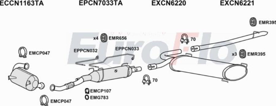 EuroFlo CNREL20D 7009D - Система випуску ОГ autocars.com.ua