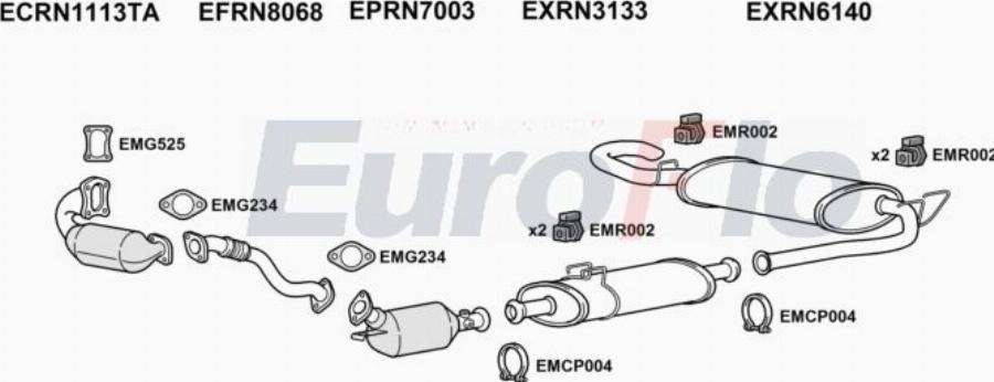 EuroFlo RNMAS25D 9025A00 - Система випуску ОГ autocars.com.ua