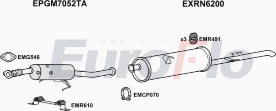 EuroFlo RNMAS23D 7011B - Система випуску ОГ autocars.com.ua