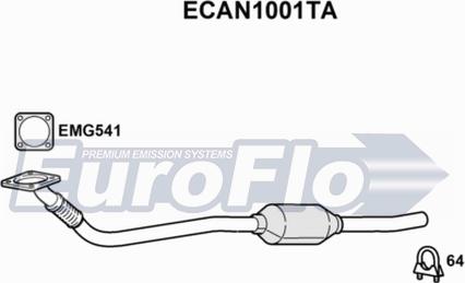 EuroFlo ECAN1001TA - Каталізатор autocars.com.ua