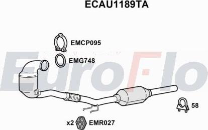 EuroFlo ECAU1189TA - Каталізатор autocars.com.ua