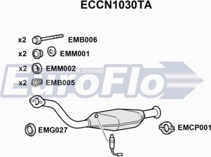 EuroFlo ECCN1030TA - Каталізатор autocars.com.ua