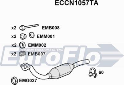 EuroFlo ECCN1057TA - Каталізатор autocars.com.ua