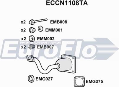 EuroFlo ECCN1108TA - Каталізатор autocars.com.ua