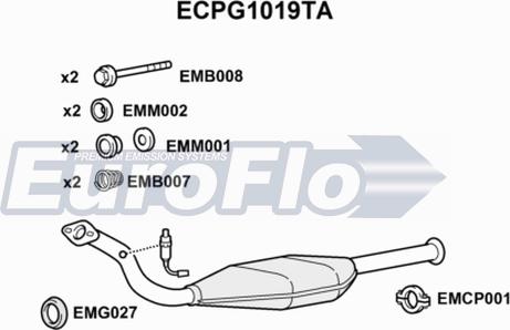 EuroFlo ECPG1019TA - Каталізатор autocars.com.ua