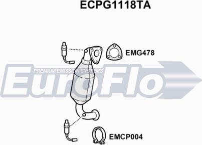 EuroFlo ECPG1118TA - Каталізатор autocars.com.ua