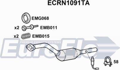 EuroFlo ECRN1091TA - Каталізатор autocars.com.ua