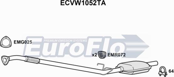 EuroFlo ECVW1052TA - Каталізатор autocars.com.ua