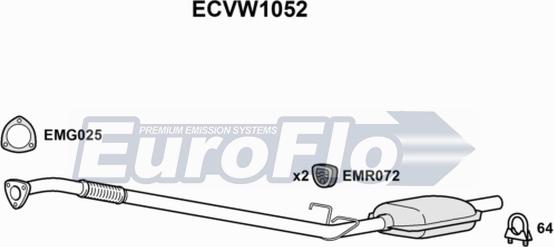 EuroFlo ECVW1052 - Каталізатор autocars.com.ua