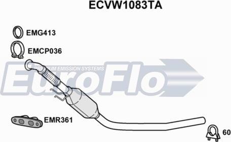 EuroFlo ECVW1083TA - Каталізатор autocars.com.ua