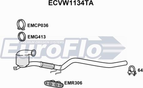 EuroFlo ECVW1134TA - Каталізатор autocars.com.ua