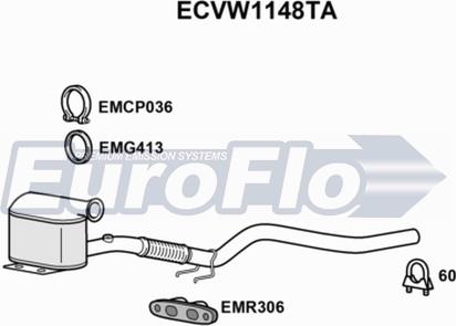 EuroFlo ECVW1148TA - Каталізатор autocars.com.ua