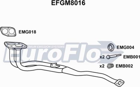 EuroFlo EFGM8016 - Труба вихлопного газу autocars.com.ua
