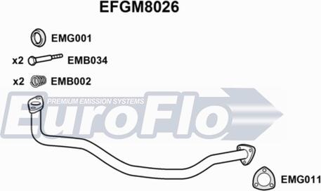 EuroFlo EFGM8026 - Труба вихлопного газу autocars.com.ua