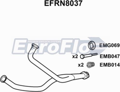 EuroFlo EFRN8037 - Труба вихлопного газу autocars.com.ua