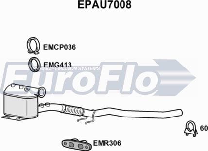 EuroFlo EPAU7008 - сажі / частковий фільтр, система вихлопу ОГ autocars.com.ua