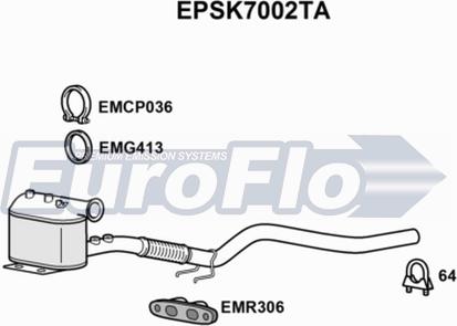 EuroFlo EPSK7002TA - сажі / частковий фільтр, система вихлопу ОГ autocars.com.ua
