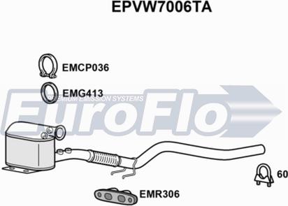EuroFlo EPVW7006TA - сажі / частковий фільтр, система вихлопу ОГ autocars.com.ua