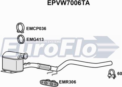 EuroFlo EPVW7006TA - Сажі / частковий фільтр, система вихлопу ОГ autocars.com.ua