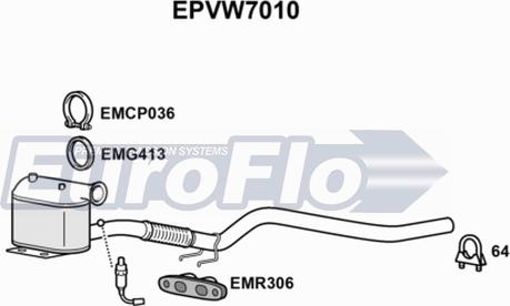 EuroFlo EPVW7010 - сажі / частковий фільтр, система вихлопу ОГ autocars.com.ua