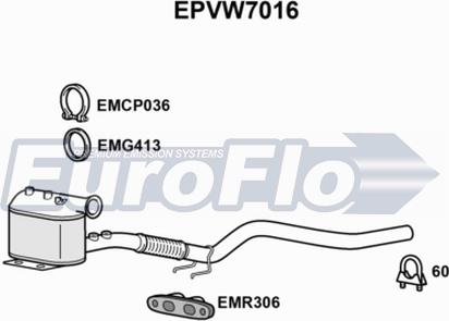 EuroFlo EPVW7016 - сажі / частковий фільтр, система вихлопу ОГ autocars.com.ua