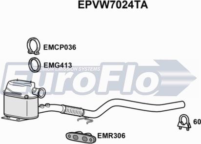 EuroFlo EPVW7024TA - сажі / частковий фільтр, система вихлопу ОГ autocars.com.ua