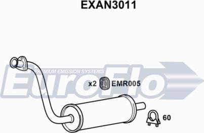 EuroFlo EXAN3011 - Середній глушник вихлопних газів autocars.com.ua