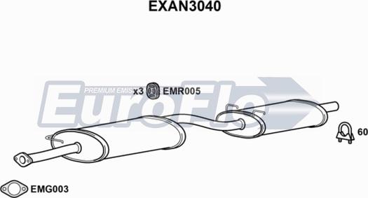 EuroFlo EXAN3040 - Середній глушник вихлопних газів autocars.com.ua