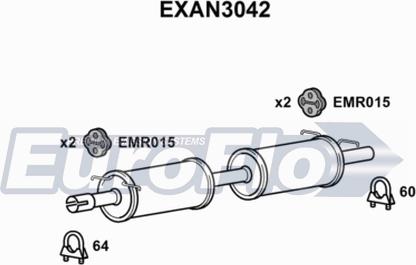 EuroFlo EXAN3042 - Середній глушник вихлопних газів autocars.com.ua