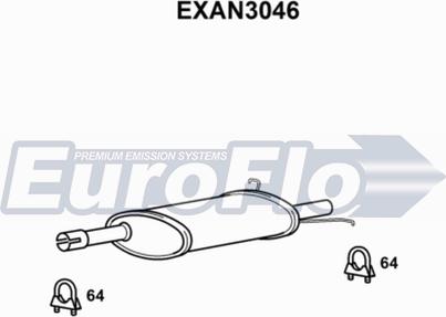 EuroFlo EXAN3046 - Середній глушник вихлопних газів autocars.com.ua