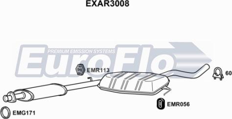 EuroFlo EXAR3008 - Середній глушник вихлопних газів autocars.com.ua