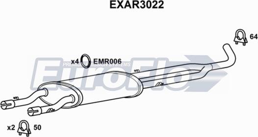 EuroFlo EXAR3022 - Середній глушник вихлопних газів autocars.com.ua