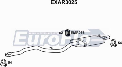 EuroFlo EXAR3025 - Середній глушник вихлопних газів autocars.com.ua