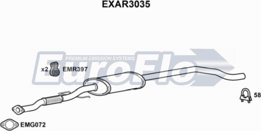 EuroFlo EXAR3035 - Середній глушник вихлопних газів autocars.com.ua