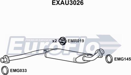 EuroFlo EXAU3026 - Середній глушник вихлопних газів autocars.com.ua