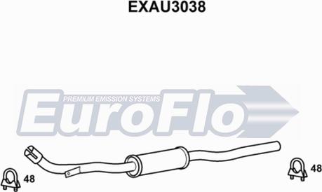 EuroFlo EXAU3038 - Середній глушник вихлопних газів autocars.com.ua