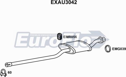 EuroFlo EXAU3042 - Середній глушник вихлопних газів autocars.com.ua
