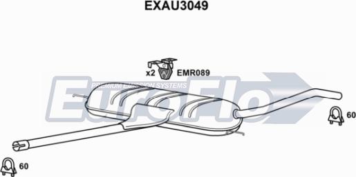 EuroFlo EXAU3049 - Середній глушник вихлопних газів autocars.com.ua