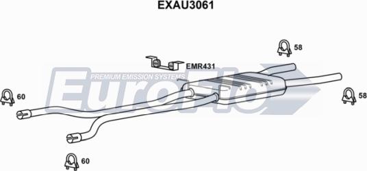 EuroFlo EXAU3061 - Середній глушник вихлопних газів autocars.com.ua