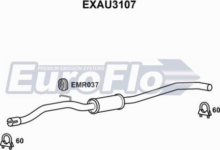 EuroFlo EXAU3107 - Середній глушник вихлопних газів autocars.com.ua