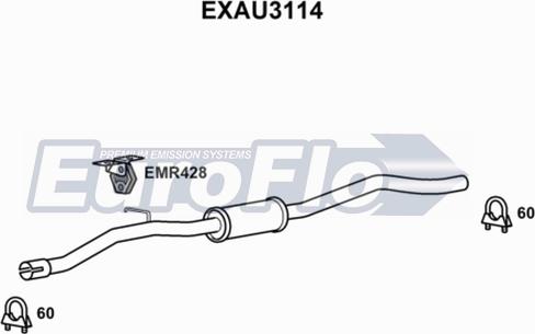 EuroFlo EXAU3114 - Середній глушник вихлопних газів autocars.com.ua