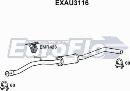 EuroFlo EXAU3116 - Середній глушник вихлопних газів autocars.com.ua