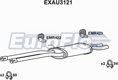 EuroFlo EXAU3121 - Середній глушник вихлопних газів autocars.com.ua