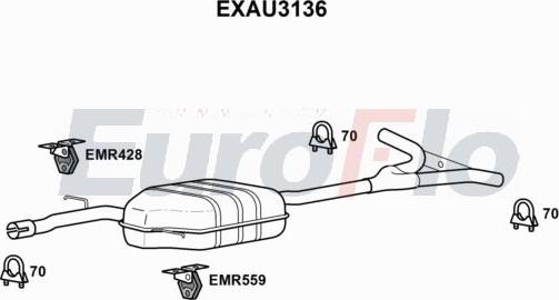 EuroFlo EXAU3136 - Вкладиш глушника, глушник вихлопних газів кінцевий autocars.com.ua