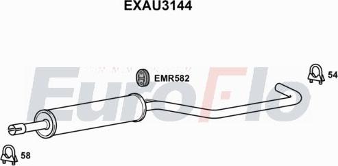 EuroFlo EXAU3144 - Вкладиш глушника, глушник вихлопних газів кінцевий autocars.com.ua