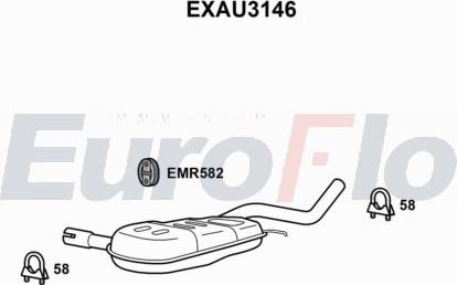 EuroFlo EXAU3146 - Вкладиш глушника, глушник вихлопних газів кінцевий autocars.com.ua