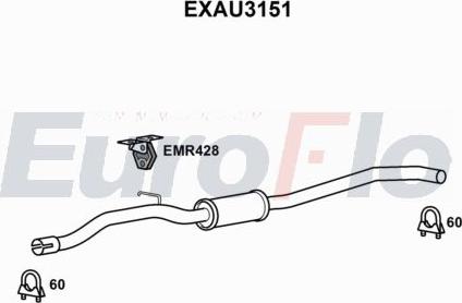 EuroFlo EXAU3151 - Вкладиш глушника, глушник вихлопних газів кінцевий autocars.com.ua