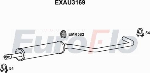 EuroFlo EXAU3169 - Вкладиш глушника, глушник вихлопних газів кінцевий autocars.com.ua