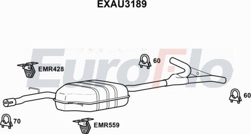 EuroFlo EXAU3189 - Вкладиш глушника, глушник вихлопних газів кінцевий autocars.com.ua