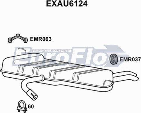 EuroFlo EXAU6124 - Глушник вихлопних газів кінцевий autocars.com.ua